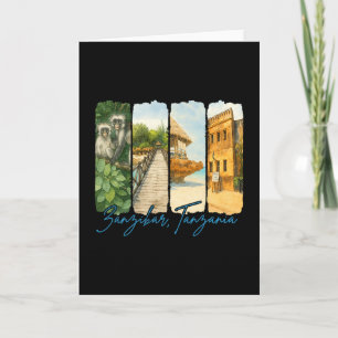 Zanzir Tanzania Travelling Trip Brushstroke Souven Card