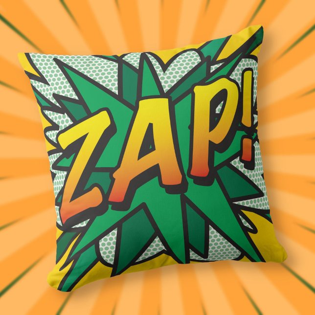 ZAP Fun Retro Comic Book Pop Art Cushion (ZAP Fun Retro Comic Book Pop Art Throw Pillow)