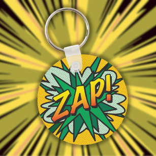 ZAP Fun Retro Comic Book Pop Art Key Ring