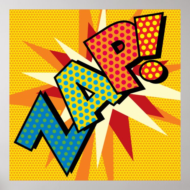 ZAP Fun Retro Comic Book Pop Art Poster (Front)