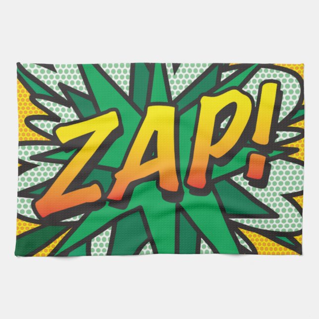 ZAP Fun Retro Comic Book Pop Art Tea Towel (Horizontal)
