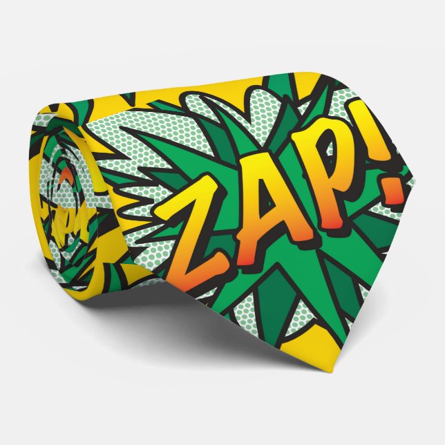 ZAP Fun Retro Comic Book Pop Art Tie (Rolled)
