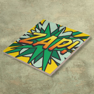 ZAP Fun Retro Comic Book Pop Art Tile