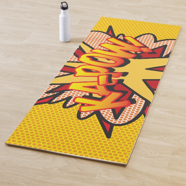 ZAP KAPOW Fun Retro Comic Book Pop Art Yoga Mat (In Situ)