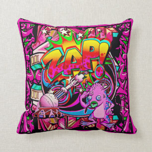 Zap Pink Alien throw pillow