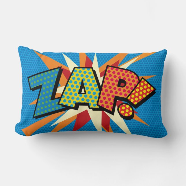 ZAP POW Fun Retro Comic Book Pop Art Lumbar Cushion (Front)