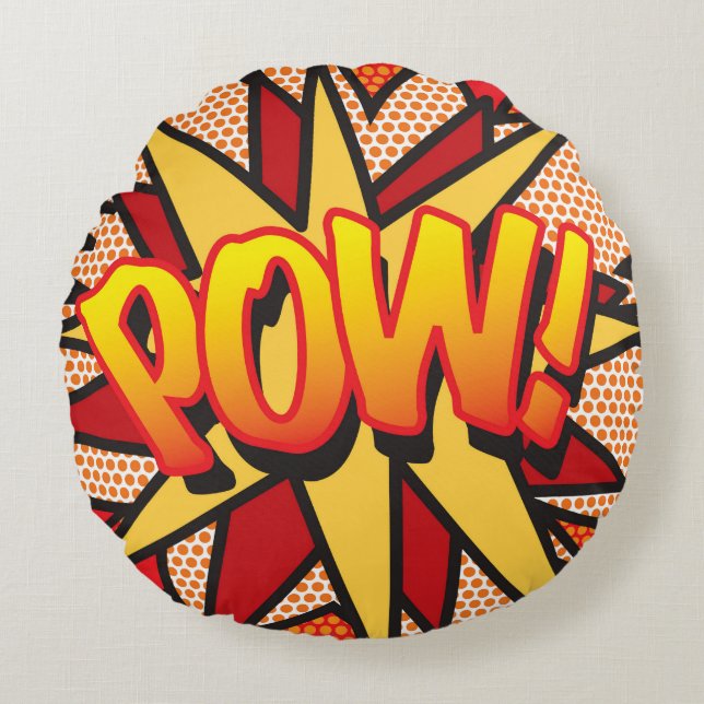 ZAP POW Funny Cool Modern Trendy Comic Book Round Cushion (Front)