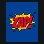 Zap! Retro Pop Art Explosion Poster<br><div class="desc">Bring the vibrant energy of classic comic books into your space with this dynamic 'Zap!' pop art design. Perfect for adding a burst of colour and excitement to any room,  this piece channels the explosive power of retro comic exclamations. Ideal for lovers of vintage style and bold graphics.</div>