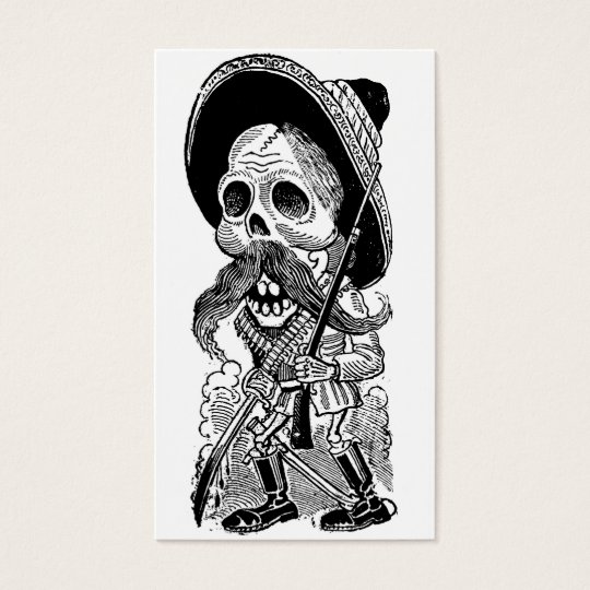 Zapatista Calavera. c. early 1900's. Mexico. Business Card