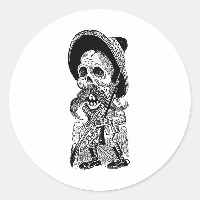 Zapatista  Calavera. c. early 1900's. Mexico. Classic Round Sticker (Front)