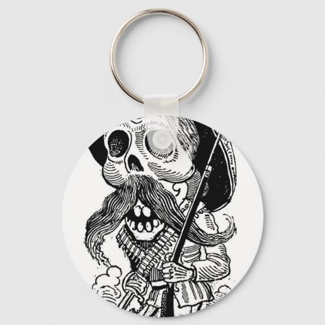 Zapatista  Calavera. c. early 1900's. Mexico. Key Ring (Front)
