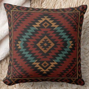 Zapotec Folk Art Geometric Diamond Throw Pillow