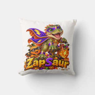 ZapSaur Dinosaur Cute Superhero Halloween Kids Cushion