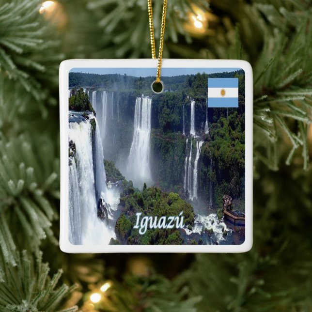 zAR029 IGUAZU FALLS, Argentina, America, Ceramic Ornament (Tree)