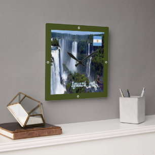 zAR029 IGUAZU FALLS, Argentina, America, Square Wall Clock