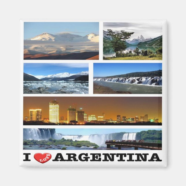 zAR032 ARGENTINA I Love, Mosaic, America, Fridge Magnet (Front)