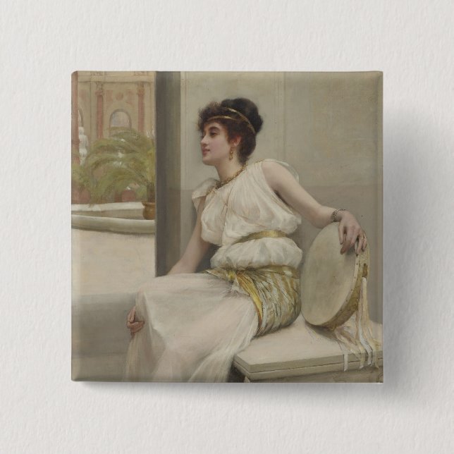 Zara, A Dancing Girl by Frank Markham Skipworth 15 Cm Square Badge (Front)