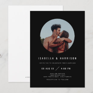 ZARA Modern Black White Photo Wedding Invitation