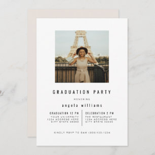 ZARA Modern Minimalist Photo Graduation & Party Invitation