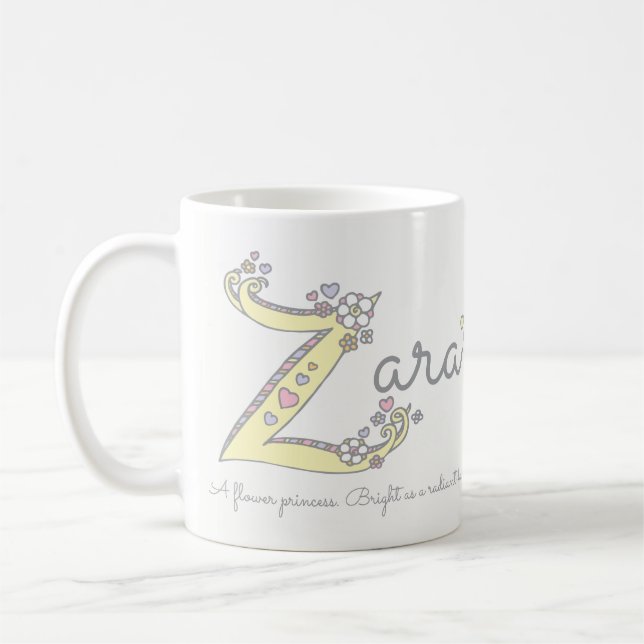 Zara name meaning decorative Z monogram mug (Left)