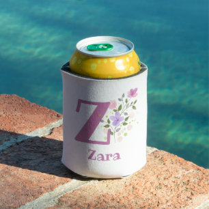 Zara Name with a Floral Design Can Cooler
