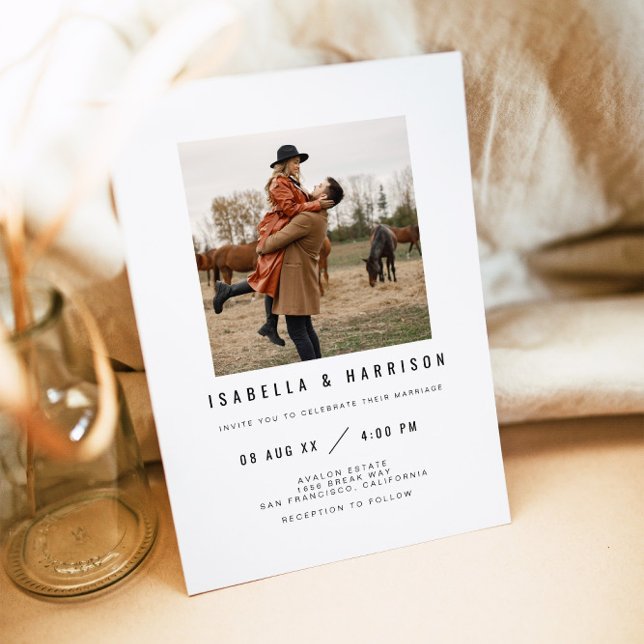 ZARA Simple Modern Minimalist Square Photo Wedding Invitation (Creator Uploaded)
