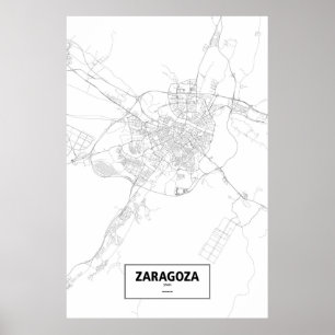 Zaragoza, Spain (black on white) Poster