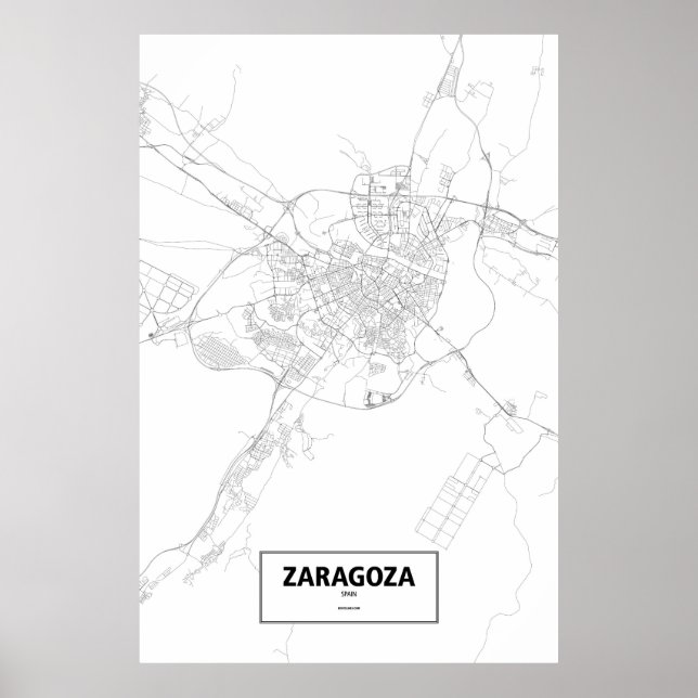 Zaragoza, Spain (black on white) Poster (Front)