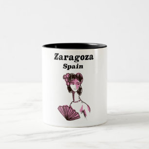 Zaragoza Spain vintage travel poster Two-Tone Coffee Mug