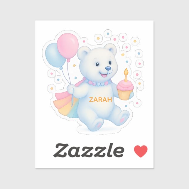 Zarah Dancing Polar Bear Custom-Cut Vinyl Sticker (Sheet)