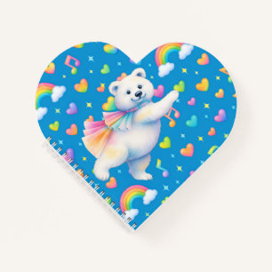 Zarah Dancing Polar Bear Heart-Shaped Notebook