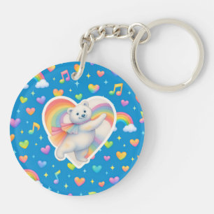 Zarah Dancing Polar Bear Keychain – Rainbow 