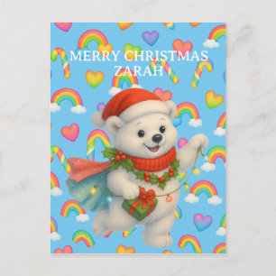 Zarah the Dancing Polar Bear — Kids’ Christmas  Postcard