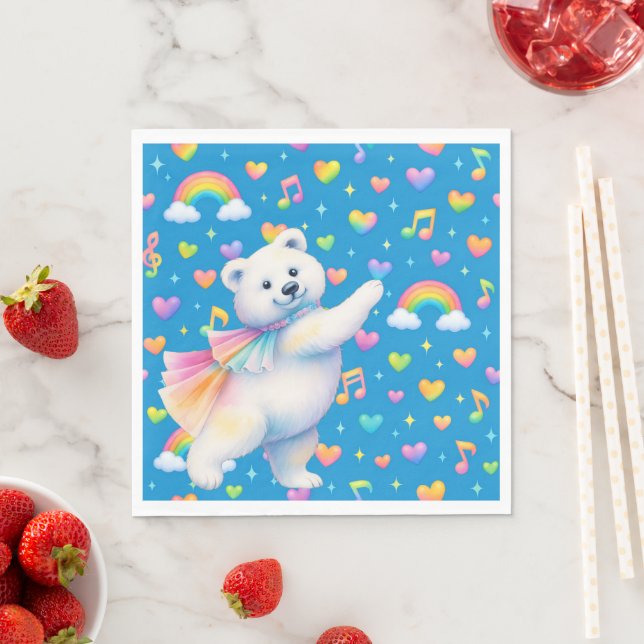 Zarah the Dancing Polar Bear • Paper Party Napkins (Insitu)