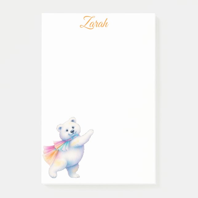 Zarah the Dancing Polar Bear | Personalised Post-it Notes (Front)