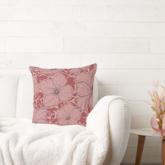 Zarte Blossoms - LineArt Design - Rosa/Red Cushion