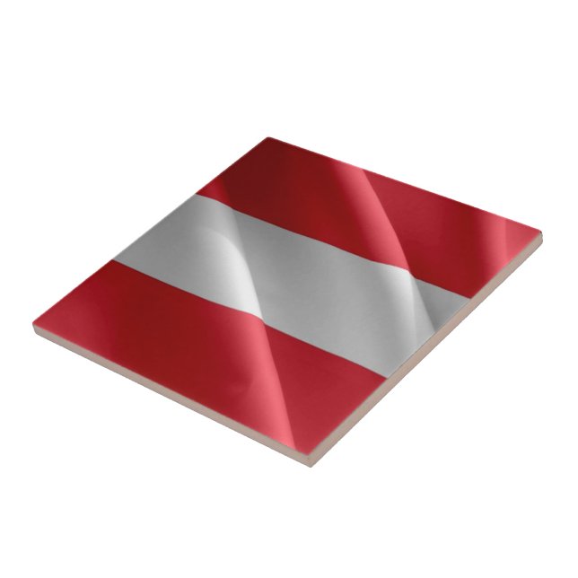zAT002 Austrian WAVING FLAG  Austria, Ceramic Tile (Side)