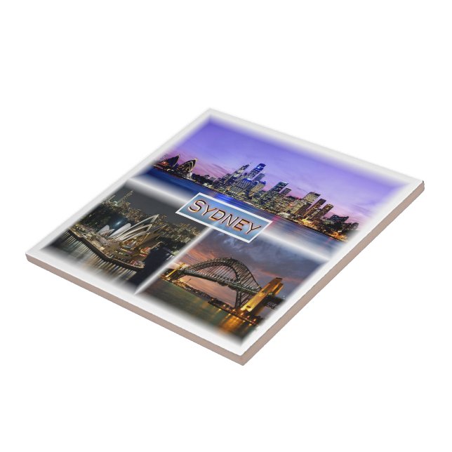 zAU007 SYDNEY by Night, Australia, Ceramic Tile (Side)