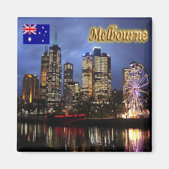 zAU059 MELBOURNE, City By Night, Australia, Fridge Magnet (Front)