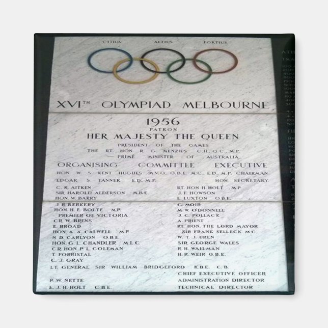 zAU080 1956 XVI Olympiad MELBOURNE, Fridge Magnet (Front)