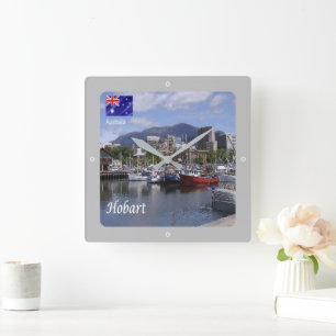 zAU096 HOBART, Harbour, Australia, Oceania, Square Wall Clock