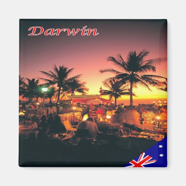zAU100 DARWIN by Night, Australia, Oceania, Fridge Magnet (Front)