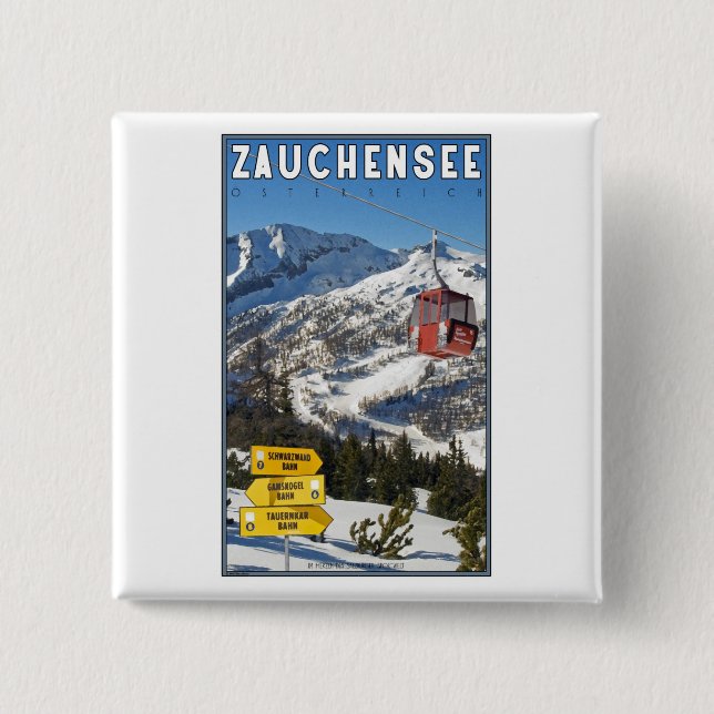 Zauchensee Ski Resort 15 Cm Square Badge (Front)