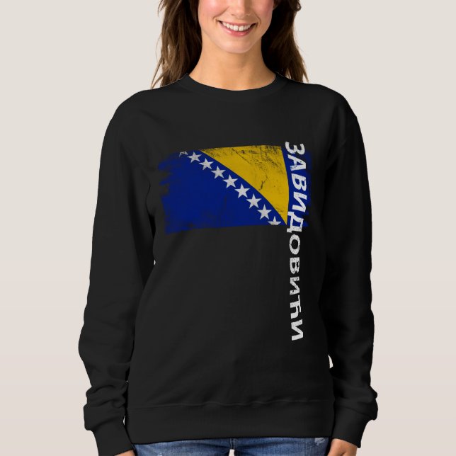Zavidovici Bosnia Flag For Bosnian Men Women Kids Sweatshirt (Front)