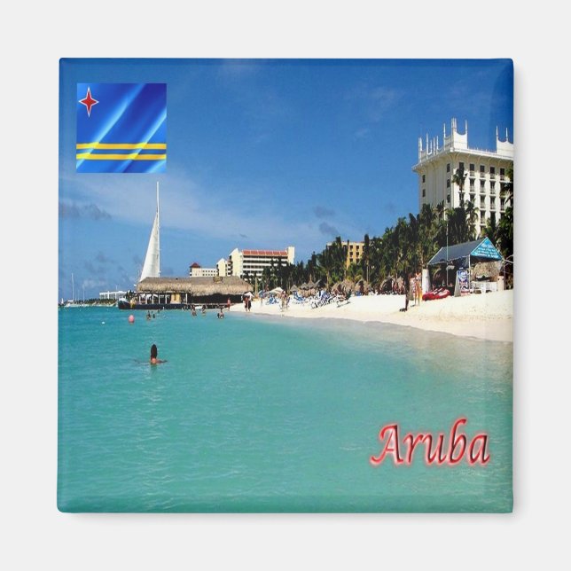 zAW008 ARUBA, Palm Beach, Panorama, Fridge Magnet (Front)