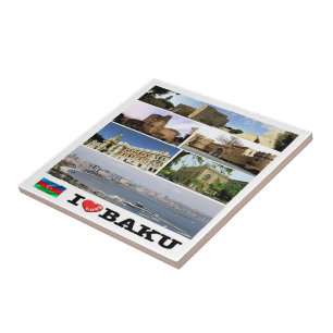 zAZ009 I Love BAKU, Azerbaijan, Asia. Ceramic Tile