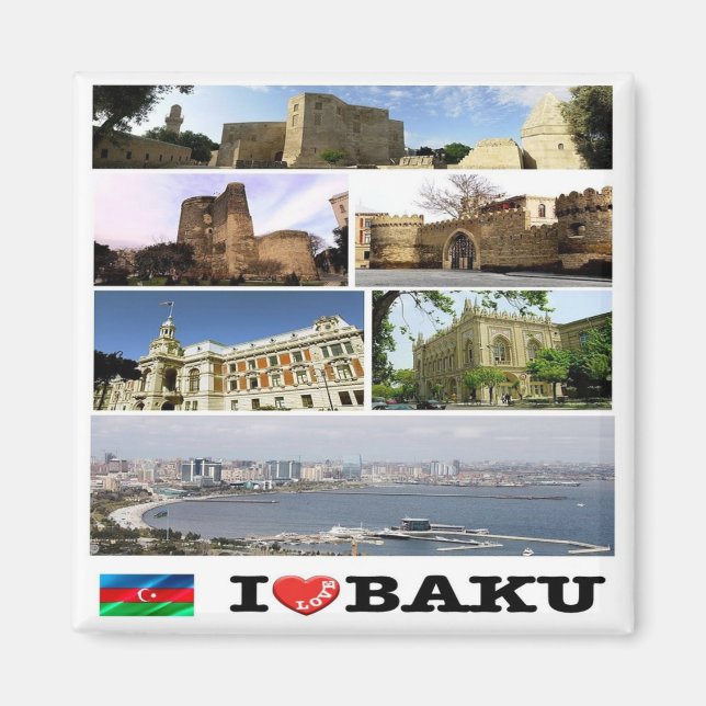 zAZ009 I Love BAKU, Azerbaijan, Asia. Fridge Magnet (Front)
