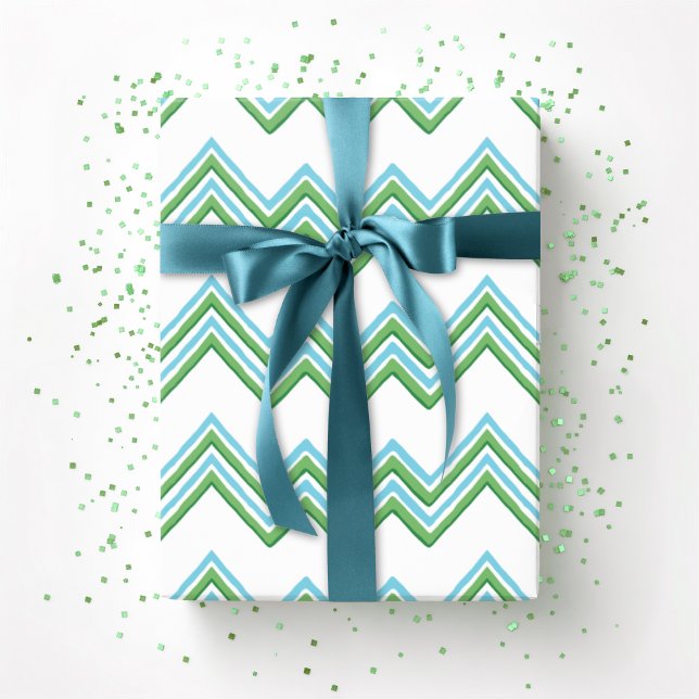 Zaza Chevron Wave in Green and Aqua Wrapping Paper (Creator Uploaded)