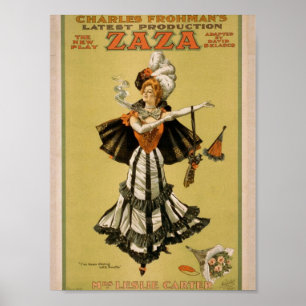 Zaza, 'Mrs Leslie Carter' Vintage Theatre Poster