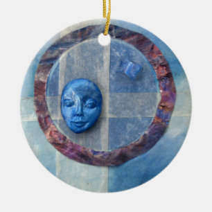 Zazen Under Azure Skies - collage Ceramic Ornament